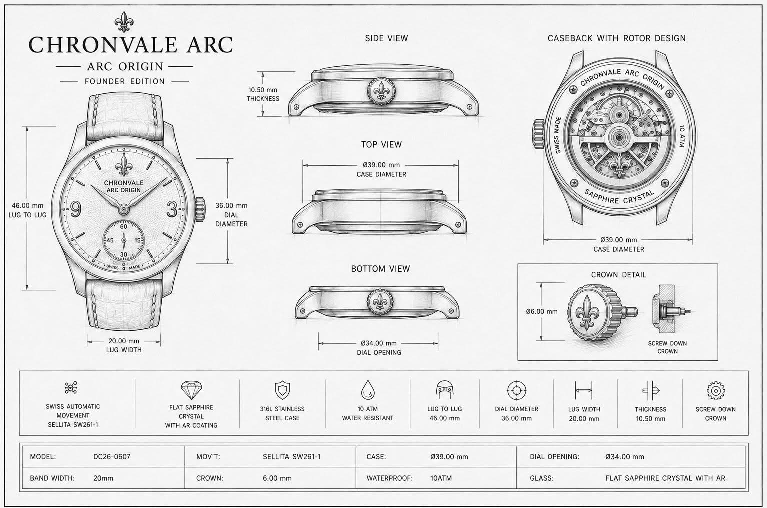 Swiss movement technical drawing